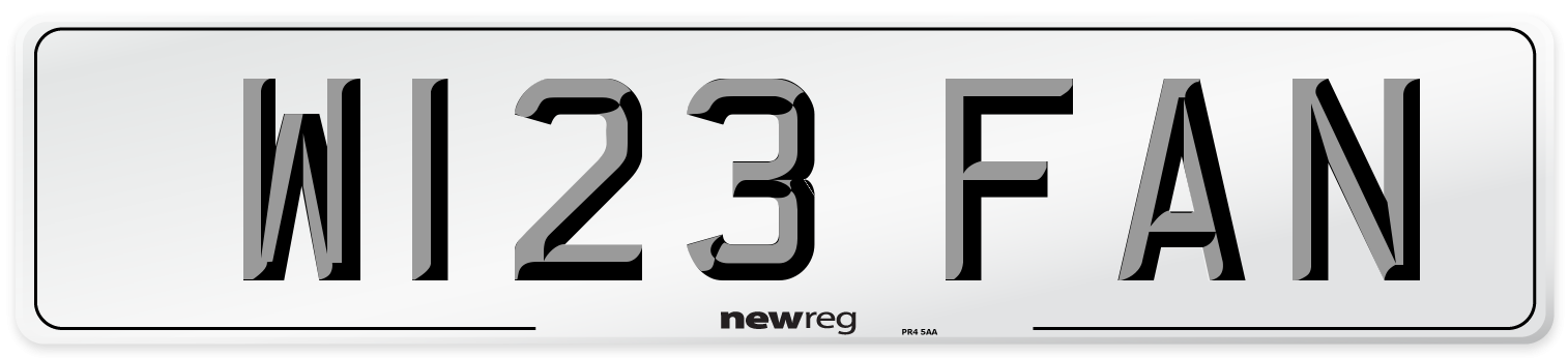 W123 FAN Number Plate from New Reg